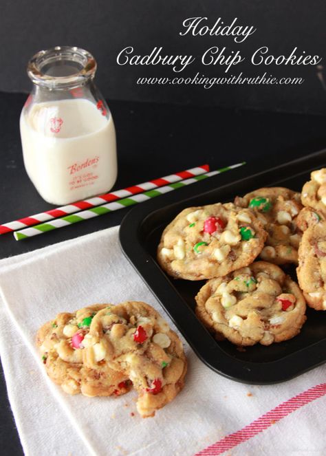 Holiday Cadbury Chip Cookies are exactly the cookie your family has been wanting for! The fun part about these cookies is you can switch up the variety of Cadbury Eggs according the holiday. I make these in the spring with the pastel variety too. || cookingwithruthie.com #holidayrecipes #cookierecipe #holidaycookies Cadbury Cookies, Xmas Foods, To All My Friends, Favorite Cookie Recipe, Cookie Pops, Holiday Recipes Christmas, Xmas Food, Classic Cookies, Milk Chocolate Chips