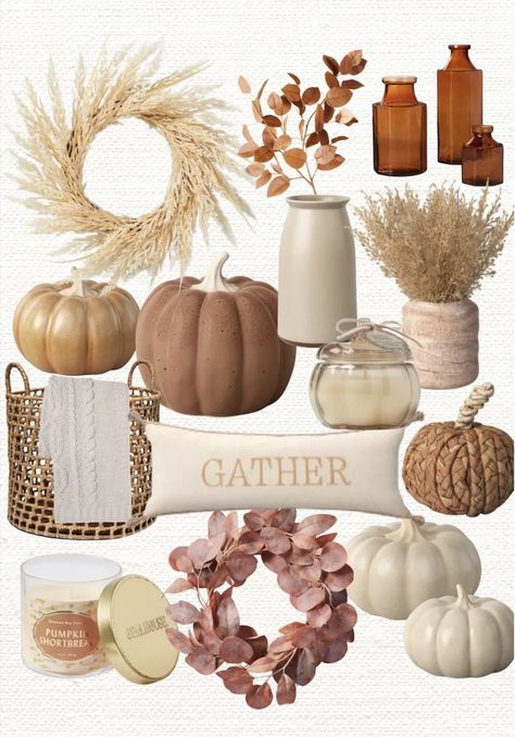 Brown And White Fall Decor, Cotton Fall Decor, Fall Decor Ideas Front Door, Neutral Fall Wreath Ideas, Fall Neutral Home Decor, Fall Decor Ideas For The Home Neutral, Fall Home Decor Neutral, Neutral Pumpkin Decor, Neutral Fall Decor Kitchen