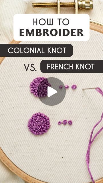 French Knot Vs Colonial Knot, Best Embroidery Thread, Embroider French Knot, Colonial Stitch Embroidery, Embroidery Dots French Knots, French Knot Letter Embroidery, Embroidery Colonial Knot, French Knot Stitch Tutorial, How To Do A French Knot Embroidery Video