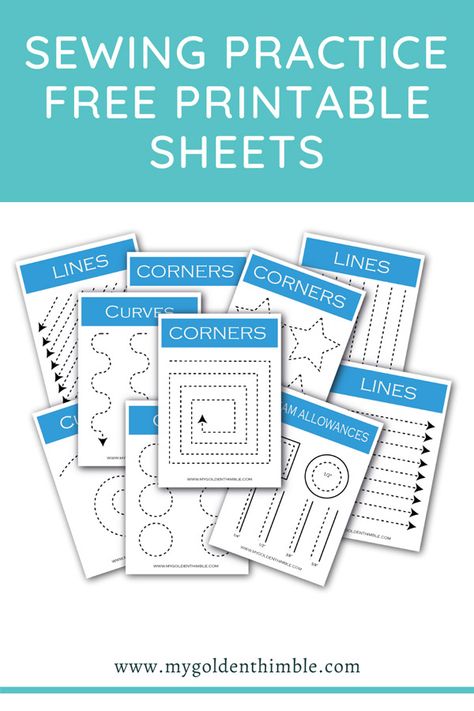 Sewing Practice Sheets. Use them to get perfect seams, every time. Sewing Lines Practice, Stitching Practice Sheet, Sewing Machine Practice, Practice Sewing Sheets Free Printable, Teaching Sewing To Kids, Free Motion Quilting Practice Sheets, Using A Sewing Machine For Beginners, Hand Sewing Practice, Sewing Machine Practice Sheets