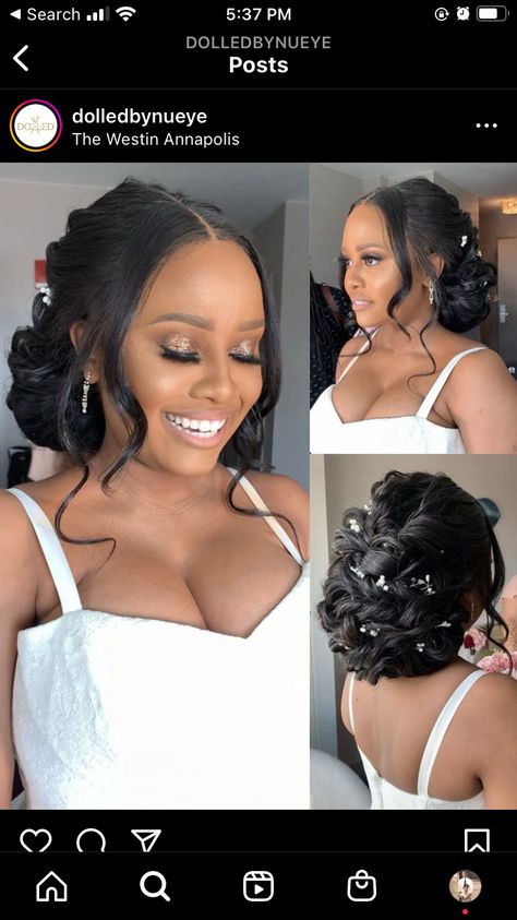 Wedding Afro, Bridal Hair Low Bun, Hair Low Bun, Black Bridal Makeup, Bride Hairstyles Updo, Igbo Bride, Black Wedding Hairstyles, Hairstyles Medium Length, Bridal Hair Buns