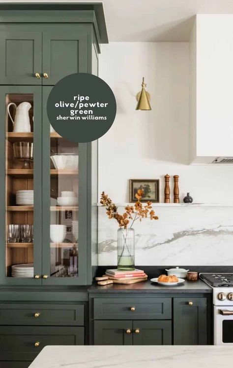 7 Incredible Dark Green Paint Colors for Interiors Pewter Green Sherwin Williams, Sherwin Williams Paint Colors Green, Green Sherwin Williams, Dark Green Paint Colors, Dark Green Paint, Sherwin Williams Green, Pewter Green, Green Kitchen Cabinets, Paint Color Inspiration