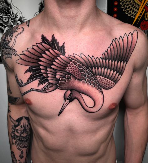 patchwork tattoos traditional
tattoos Crane Tattoo Chest, Traditional Japanese Chest Tattoo, Traditional Tattoo Art Japanese, Crane Chest Tattoo, Traditional Crane Tattoo, Crane Bird Tattoo, Crane Tattoo, Japanese Bird, Japanese Crane