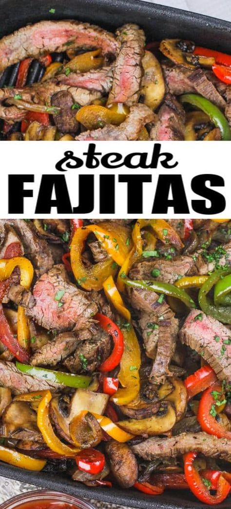 Best Steak Fajitas, Beef Fajita Marinade, Steak Fajitas Recipe, Skirt Steak Fajitas, Mexican Fajitas, Flank Steak Fajitas, Peppers And Mushrooms, Steak Fajita Recipe, Fajita Marinade