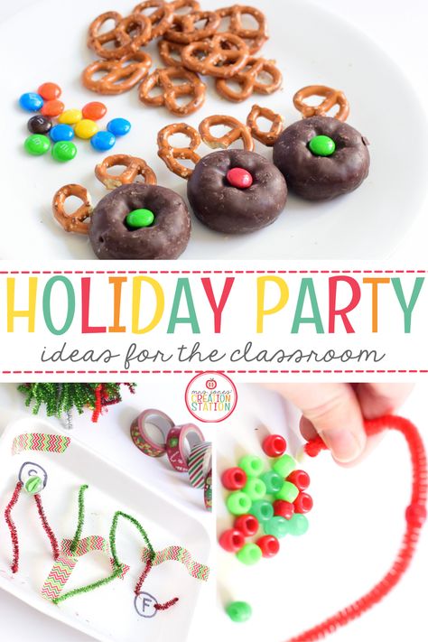 Fill your classroom with these fun and engaging holiday class party ideas! These are easy to prep and so fun to complete. Party ideas range from fun snack ideas to STEM activities! #classroom #holidayactivities #elementaryclassroom 5th Grade Winter Party Ideas, Class Christmas Party Ideas Room Mom, Class Christmas Party Food, Kindergarten Holiday Party Ideas, Classroom Christmas Party Snacks, Class Party Snack Ideas, Kindergarten Christmas Party Ideas, Holiday Class Party Ideas, 3rd Grade Christmas Party