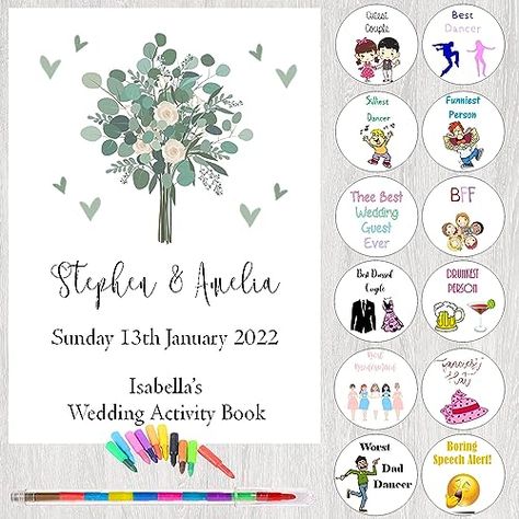 Personalised Activity Packs for Children's Wedding Favours Childrens Wedding Favours, Kids Wedding Favors, Thank You Poems, Book Favors, Handmade Party Favors, Wedding Activity, Kids Wedding Activities, Kids Wedding, Wedding Activities