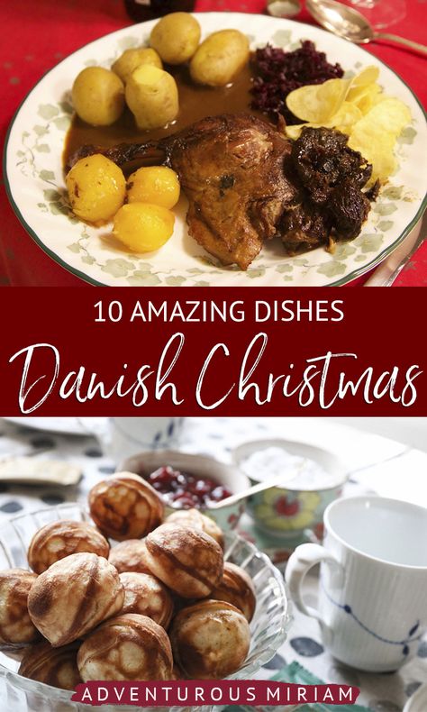 Danish Christmas Food Guide I Are you wondering what to eat in Denmark for Christmas? You've probably heard about Danish roast duck and maybe even risalamande, but there's so much more delicious Danish food to try! Here are 10 traditional Danish Christmas dishes to eat in Denmark. You'll find most of these dishes in big cities like Copenhagen and Aarhus, but some are regional dishes. This is the perfect Denmark food guide for traveling foodies. #scandinavia #foodguide #denmark #food #christmas Scandinavian Christmas Dinner, Danish Christmas Food, Scandinavian Christmas Food, Finnish Desserts, Nordic Yule, Danish Lifestyle, Denmark Christmas, Denmark Food, Danish Recipes