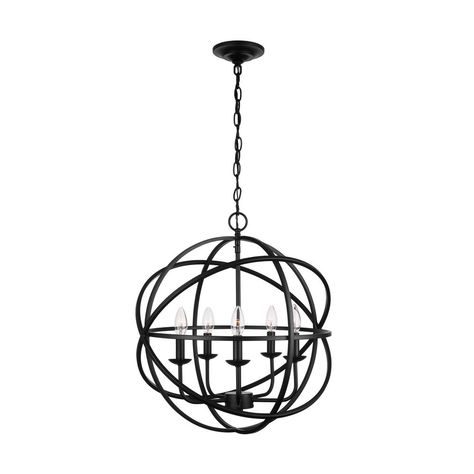 Home Decorators Collection 5-Light Black Sarolta Sands Orb Chandelier-KB 55607 - The Home Depot Black Orb Chandelier, Brushed Nickel Chandelier, Orb Chandelier, Sand Collection, Cage Chandelier, Farmhouse Chandelier, Hanging Chandelier, 5 Light Chandelier, Ceiling Canopy