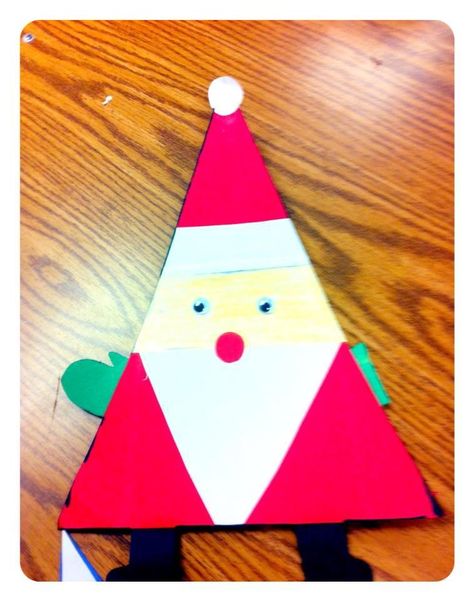 Triangle Santa, Chrismas Crafts, Santa Crafts, Toddler Art Projects, Toddler Art, Xmas Crafts, Santa Claus, Easy Crafts, Preschool