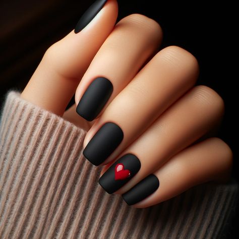 10 Luscious Red and Black Heart Nail Design Ideas Black And Red Dip Powder Nails, Nail Designs For Black Nails, Short Acrylic Nails Multicolor, Dark Love Nails, Black Nails Nail Art, Short Vampy Nails, Check Nail Art Designs, Black And Red Short Nails Ideas, Red Nails Black Design