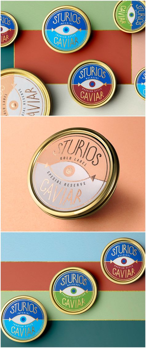 Lacía Packaging Design - Sturios #caviar #packaging Caviar Packaging Design, Pen Packaging Design, Gourmet Packaging, Souvenir Packaging, Caviar Packaging, Jar Packaging Design, Innovative Packaging Design, Luxury Food Packaging, High End Packaging