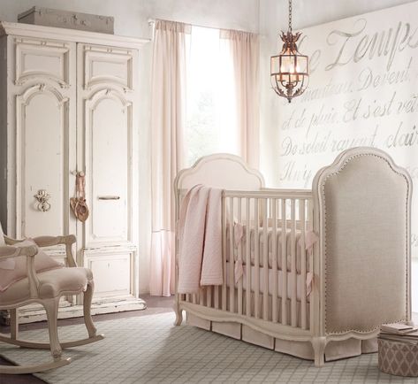 RH Baby & Child's French Script Grand Wall Canvas Tapestry ($599) is at once eye-catching and eclectic. Restoration Hardware Baby, Shabby Chic Baby, Shabby Chic Living, Shabby Chic Living Room, Baby Nursery Furniture, Chic Bathrooms, Elegant Baby, Chic Living Room, Baby Bedroom