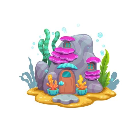 Vector cartoon underwater mountain rock ... | Premium Vector #Freepik #vector #underwater-world #sea #undersea #ocean Undersea Drawing, Under The Sea Cartoon, Under The Sea Drawings, Cartoon Underwater, Sea Cartoon, Underwater Illustration, Underwater Drawing, Castle Clipart, Underwater Cartoon