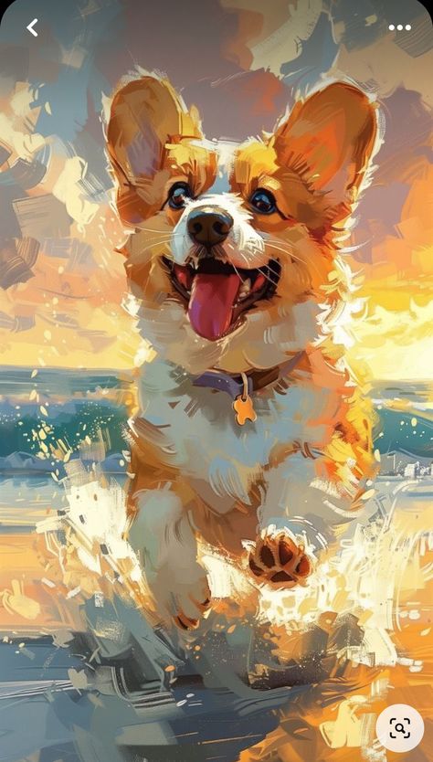 Dog Portraits Illustration, Animal Paintings Acrylic, Dog Portraits Painting, Dog Portraits Art, Corgi Art, Dragon Artwork Fantasy, 강아지 그림, Cool Art Projects, Animal Illustrations