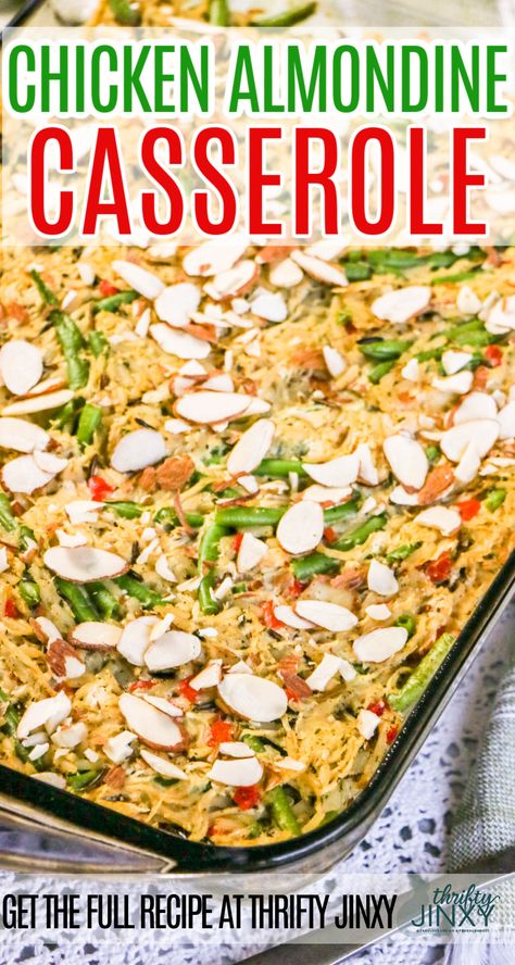 Chicken Almondine, Chicken Supreme, Vegetable Casserole Recipes, Chicken Green Beans, Almond Chicken, Chicken Rice Casserole, Vegetable Casserole, Savory Chicken, Chicken Slow Cooker Recipes