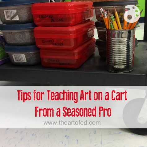 Art On A Cart Elementary Lessons, Art On A Cart, Area Lesson, Cart Organization, Mobile Classroom, Teacher Cart, Art Classroom Organization, Traveling Art, Visual Art Lessons