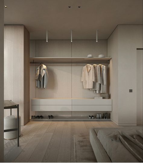 Minimal Closet Design, Japandi House, Minimal Closet, Contemporary Closet, Dressing Room Closet, Luxury Closets Design, Wardrobe Interior Design, Japandi Interior, Hotel Interior Design