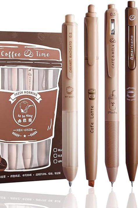 Fall Aesthetics Coffee Pens Aesthetic Supplies, Best Writing Pen, Pens For School, Supplies Aesthetic, Mechanical Pen, Cool Stationary, Pen Stationary, Fall Aesthetics, Cute Writing