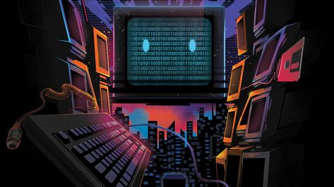 #technology #retrowave binary code electro wave #binary retro wave crt monitor fantasy art #monitor #neon #artwork #vaporwave #4K #wallpaper #hdwallpaper #desktop Retro Games Wallpaper, Code Wallpaper, New Retro Wave, Waves Wallpaper, Technology Wallpaper, Retro Background, Full Hd Wallpaper, Retro Waves, Funny Wallpaper