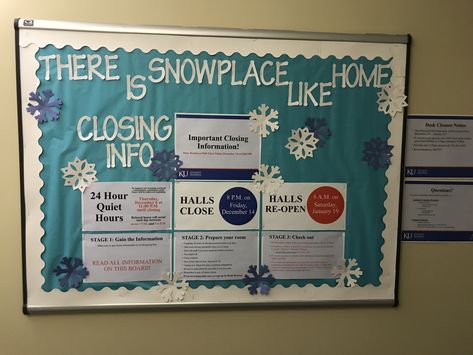 Ra Bulletin Boards December, Closing Board Ra, Christmas Bulletin Board Ideas Ra, Closing Ra Bulletin Board, Winter Closing Bulletin Board Ra, December Ra Bulletin Board, Christmas Ra Bulletin Board, Winter Break Bulletin Board, Winter Ra Bulletin Boards