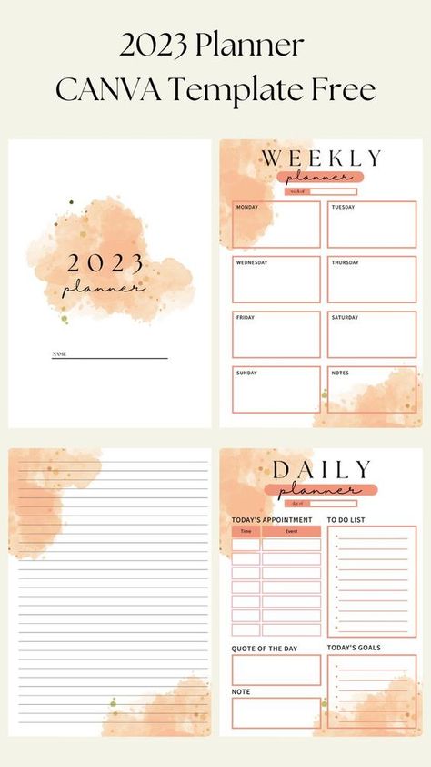 2023 Journal Template, Free Printable Daily Planner Template 2023, Annual Planner Printable, Goodnotes Calendar Template Free 2023, 2023 Planner Printables Free, Canva Planner Template Free, 2023 Planner Cover Design, Monthly Planner 2023 Free, 2023 Planner Template Free