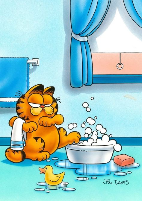 NATIONAL BUBBLE BATH DAY  "On a cold winters day, relaxing in a nice warm/hot bubble bath sounds like the perfect way to celebrate National Bubble Bath Day, which is celebrated annually on January 8th." Garfield Quotes, Garfield 2, Garfield Wallpaper, Fat Orange Cat, Garfield Pictures, Garfield Images, Cartoons Characters, Garfield Cartoon, Childhood Cartoons