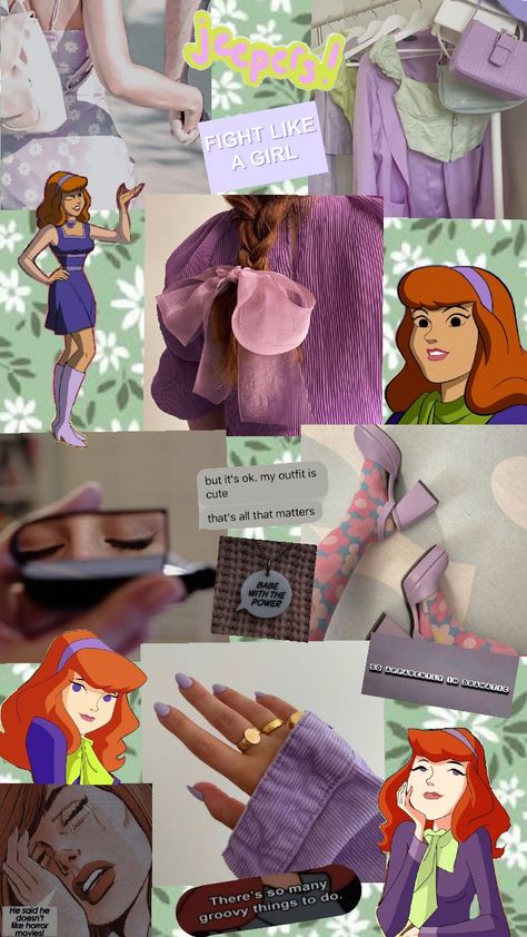 Daphne Blake Collage #scoobydoo Modern Daphne Blake Outfit, Daphne Blake Aesthetic Outfit, Daphne Scooby Doo Aesthetic, Daphne Blake Aesthetic, Blake Core, Wiki Tiki, Daphne Aesthetic, Blake Aesthetic, Mystery Incorporated