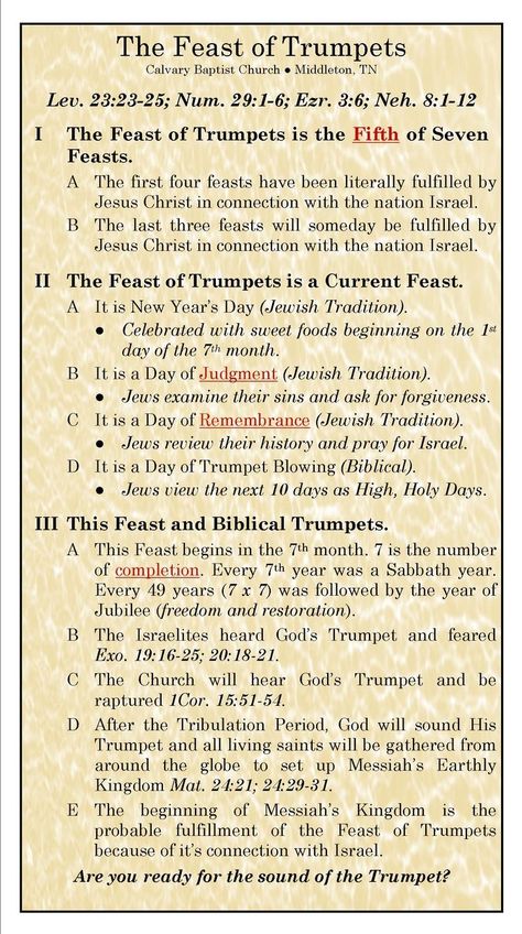 Feast of Trumpets Feast Of Trumpets, Bible Study Topics, Bible Study Help, Biblical Teaching, Bible History, Bible Study Notebook, Bible Study Tools, Atonement, Bible Notes