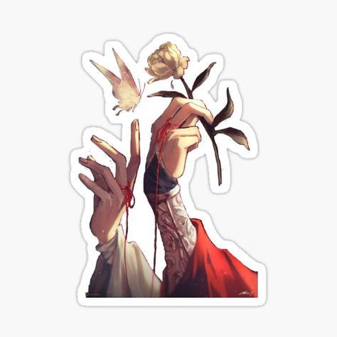 One flower, one silver butterfly • Millions of unique designs by independent artists. Find your thing. Silver Butterflies Hua Cheng, Hua Cheng Silver Butterflies, Tgcf Stickers Printable, Hua Cheng Butterflies, Hua Cheng Tattoo, Mxtx Stickers, Tgcf Stickers, Manhwa Stickers, Xie Lian Hua Cheng