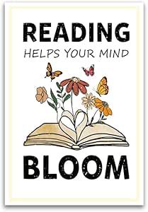 Reading Helps Your Mind Bloom Poster - For Book Lovers Readers And Bookworms - 12 x 18 Inch Premium Gloss Poster - Classroom Educational Decoration Poster - Made in USA - FHJP0132 Bloom Book, Books Png, Reading Help, Autumn Png, Lap Quilts, Reading Classroom, Classroom Library, Fabric Panel, Mom Quotes