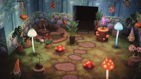 Fairycore Acnh, Acnh Hhp, Cottagecore Animal Crossing, Witchy House, Motif Acnl, Dark Fairycore, Frog Theme, Fairy Home, Animal Crossing Wild World