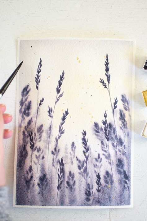 Easy Watercolor Idea, Easy Watercolor And Ink Paintings, Diy Painting Watercolor, Simple Water Colours Ideas, Simple Watercolor Paintings For Beginners Landscape, Quick Easy Watercolor Ideas, Simply Watercolor Paintings, Easy Watercolour Painting For Begginers, Watercolor Art For Beginners Trees