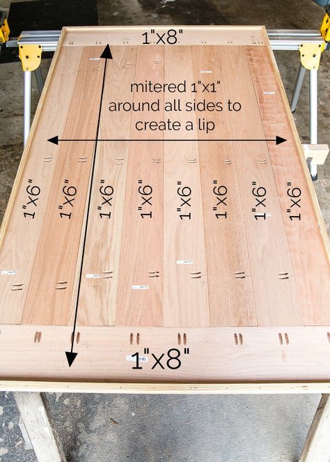 Diy Farmhouse Table Top Cover, Wood Table Top Cover, How To Build Table Top, Kitchen Table Tops Ideas, Make Your Own Kitchen Table, Diy Rustic Wood Table, Diy Wood Table Top Cover, Diy Counsel Table, Build Your Own Dining Table