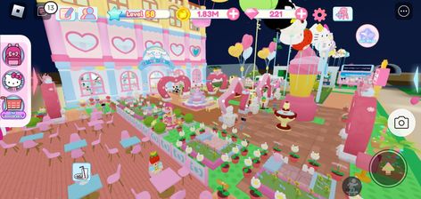 My Hello Kitty Cafe Roblox Ideas Outside, My Hello Kitty Cafe Roblox Ideas Outdoor, Hello Kitty Cafe Ideas Roblox Game, Hello Kitty Cafe Roblox Design, Hello Kitty Cafe Roblox Ideas, Roblox Decor, My Hello Kitty Cafe, Cafe Hello Kitty, Roblox Builds