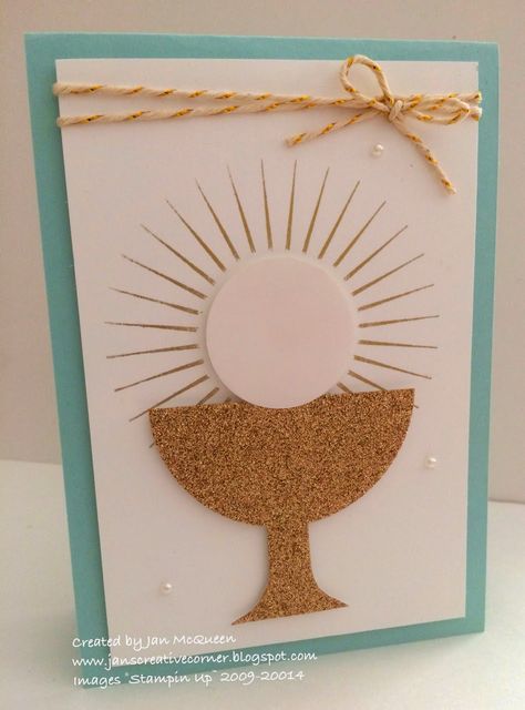 Jan's Creative Corner: First Communion First Communion Cards Handmade, Communion Cards Handmade, First Communion Banner Ideas, Cards Diy Easy, First Communion Banner, First Communion Cards, First Communion Cakes, Boys First Communion, Confirmation Cards