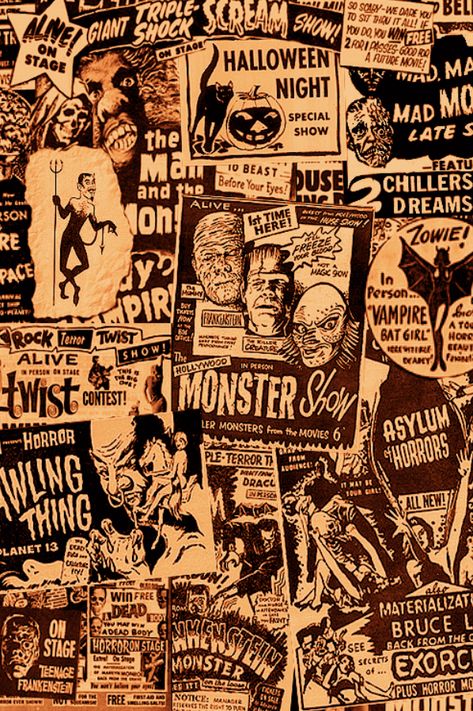 Halloween Wallpaper Vintage, Halloween Wallpapers Aesthetic, Fall Season Aesthetic, Newspaper Wallpaper, Ghost Ghouls, Aesthetic Ghost, Collage Party, Aesthetic Spooky, Scary Vampire