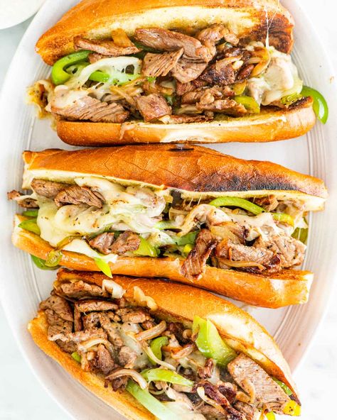 Turkey Philly Cheesesteak, Boneless Steak Recipes, Leftover Steak Recipes, Cheesesteak Sandwich, London Broil Recipes, Philly Cheese Steak Recipe, Leftover Steak, Jo Cooks, Cheese Steak Sandwich