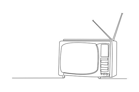 Old Television Drawing, Tv Tattoo Retro, Television Tattoo, Television Drawing, Tv Drawing, Tv Vector, Tv Tattoo, Old Television, Line Tv