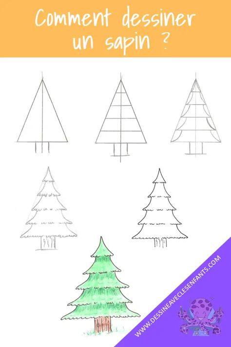 tuto de dessin facile : comment dessiner un sapin en 6 étapes 2023 2024, Pixel Art, Doodles, Art, Croquis