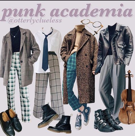 Punk Academia Outfit, Grunge Academia Outfits, Chaotic Academia Aesthetic Outfit, Chaotic Academia Outfits, Non Binary Outfits, Punk Academia, Academia Aesthetic Outfit, Academia Outfits, Mood Clothes