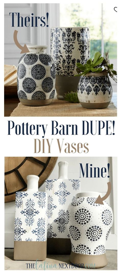 Pottery Barn Vase DIY DIY Pottery Barn Vases Pottery Barn Vases, Diy Furniture To Sell, Pottery Barn Hacks, Pottery Barn Diy, Diy Painted Vases, Diy Vases, Diy Keramik, Vase Diy, Pottery Barn Inspired