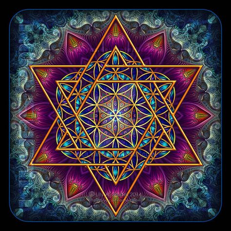 Flower of Life Fractal Star of David by Lilyas on DeviantArt Fractal Art Bright Colors Wallpapers, Protection Mandala, Flower Of Life Symbol, Esoteric Symbols, Agnus Dei, Art Fractal, Metatrons Cube, Sacred Geometry Art, Geometry Art