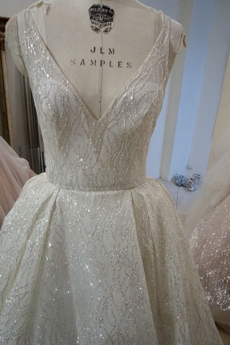 Luxury Designer Wedding Dress, Sparkly Tulle Wedding Dress, Glitter Tulle Wedding Dress, Shimmer Wedding Dress, Lazaro Bridal Gown, Crystal Wedding Dress, Bridal Ball Gown, Cinderella Dresses, Wedding Dress Accessories