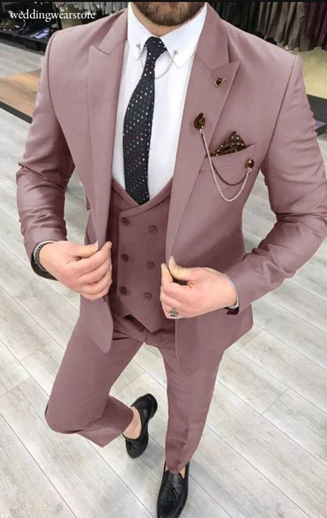 This is a Classic 3 Piece Suit by Golden Attire crafted from high quality fabric and imported materials. Our products are handcrafted by experienced tailors who make sure the that the stitching is precise, lining is proper and the overall product is sturdy enough to not go out of shape for more than a few years. Also all our products have extra margins in their length, sleeves, sides so it's easily alterable if your size changes after some time. To see more available colours and designs in this Men’s Suits For Spring Wedding, Lilac Suit Men, Suits For Men 2023, Coat Pant For Men, 3 Piece Suit Men, Vest 2023, Groom Suits, Prom Suits For Men, Stylish Mens Suits