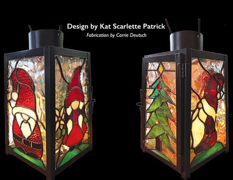 Stained Glass Lantern, Slumped Glass, Santa Gnome, Sculptural Jewelry, Stained Glass Christmas, Cast Glass, Glass Lantern, Copper Foil, Print Magazine