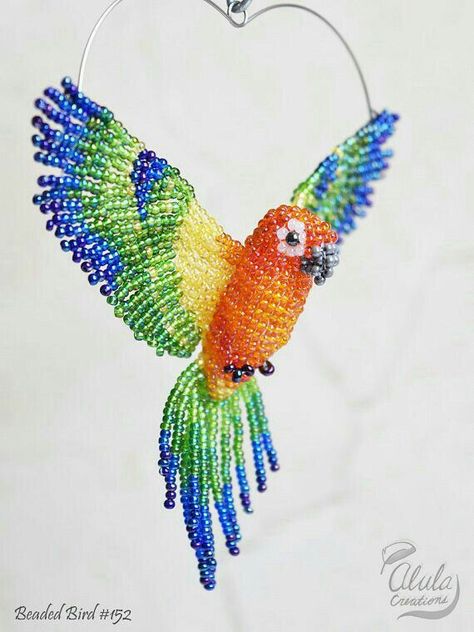 Beaded Bird, Dove Ornaments, Sun Conure, Seed Bead Crafts, Art Perle, Decor Mirror, Bird Figurine, Bird Necklace, Bird Ornaments