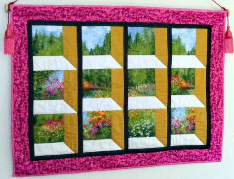 Attic Window Quilts, Attic Windows, Patchwork Quilting Designs, Attic Window, Attic Playroom, Landscape Quilt, Attic Design, Attic Storage, Attic Renovation