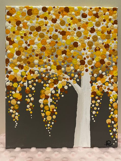 Canvas acrylic painting. Yellow dot tree. Size 10x8. Dot Tree Painting, Dot Painting Canvas, Acrylic Painting Yellow, Cozy Crafts, Calming Art, Learn Acrylic Painting, Dotting Art, 3d Art Projects, Creative Arts Therapy