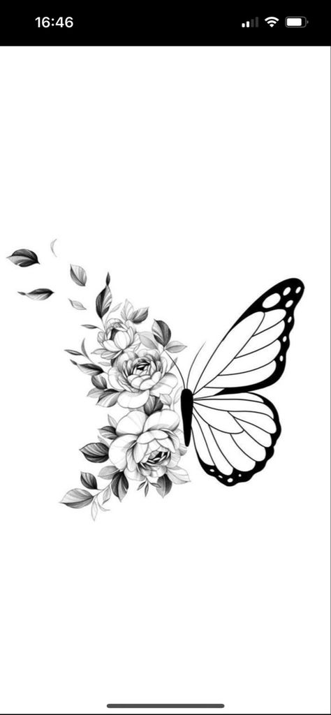 Half Butterfly Tattoo Designs, Butterfly To Flower Tattoo, Butterfly Tattoo Flower Wings, Butterfly Turning Into Flowers Tattoo, Flowers Around Butterfly Tattoo, Tattoo Ideas Flowers And Butterflies, Back Of Arm Butterfly Tattoo Women, Butterfly And Flowers Tattoo Designs, Butterfly Cover Up Tattoo For Women