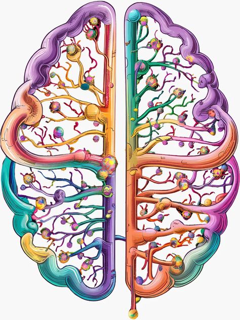 " Abstract Neural Pathways Art - Colorful Brain Illustration" Sticker for Sale by WatermelonPink | Redbubble Neuron Illustration, Neurological Art, Brain Artwork, Movie Festival, Brain Neurons, Medical Artwork, Brain Nerves, Brain Illustration, Neural Pathways